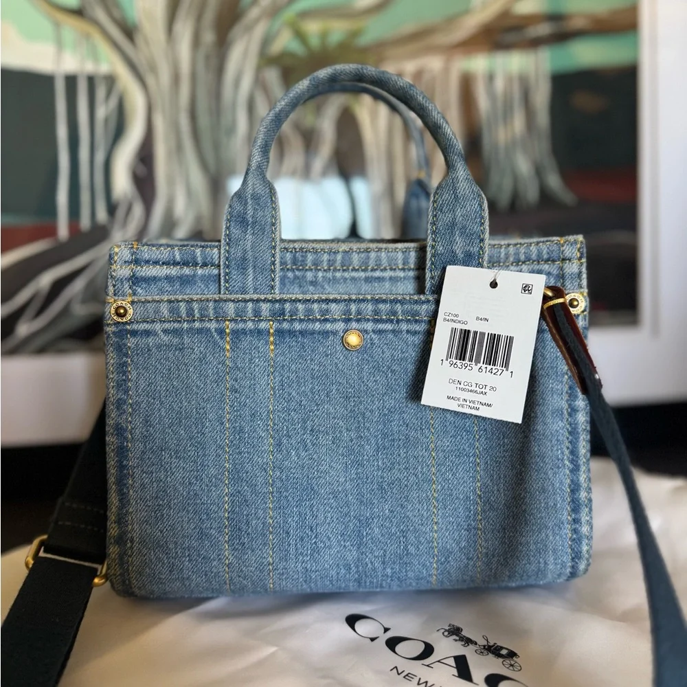 Coach Mini Denim Turn lock Tote Crossbody Bag - Picture 5 of 6